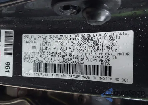 2013 Toyota Tacoma Base V6 из США, поврежденный, VIN 3TMLU4EN9DM126177